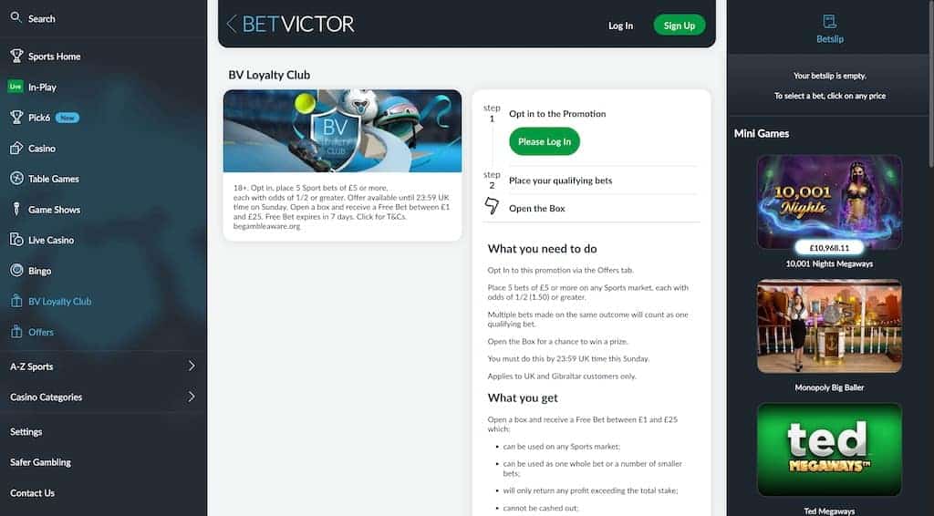 BetVictor Loyalty Club BetVictor