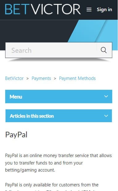 betting with PayPal -BetVictor
