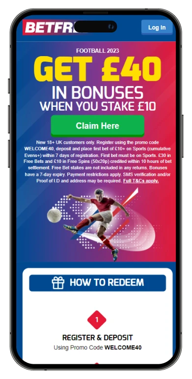 Betfred offer mobile view