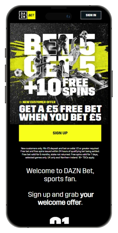 DaznBet offer mobile view