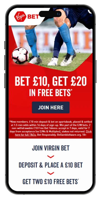 Virginbet offer mobile view