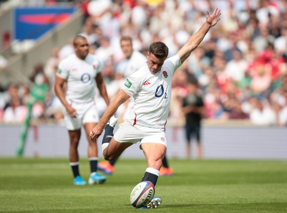 George Ford takes a penalty for England during the Quilter International match between England and Wales