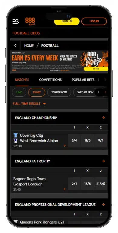 888sports football mobile screenshot
