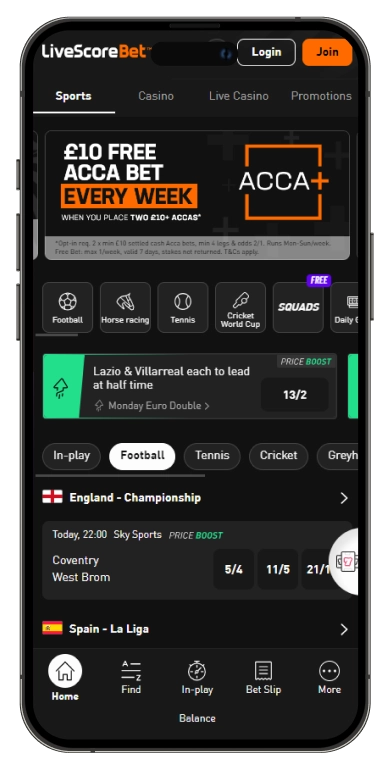 Livescorebet football mobile screenshot