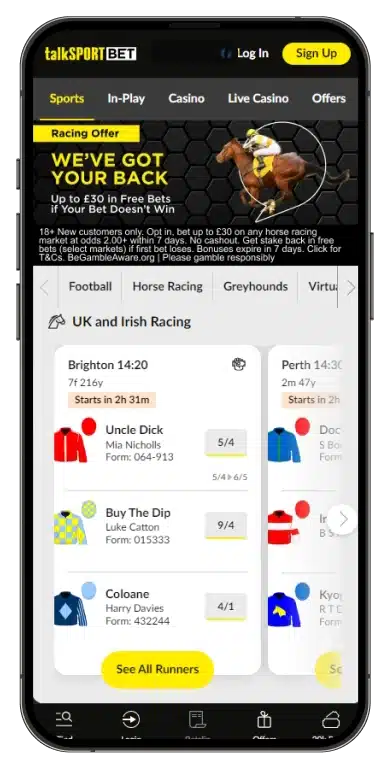 talkSport bet offer mobile view