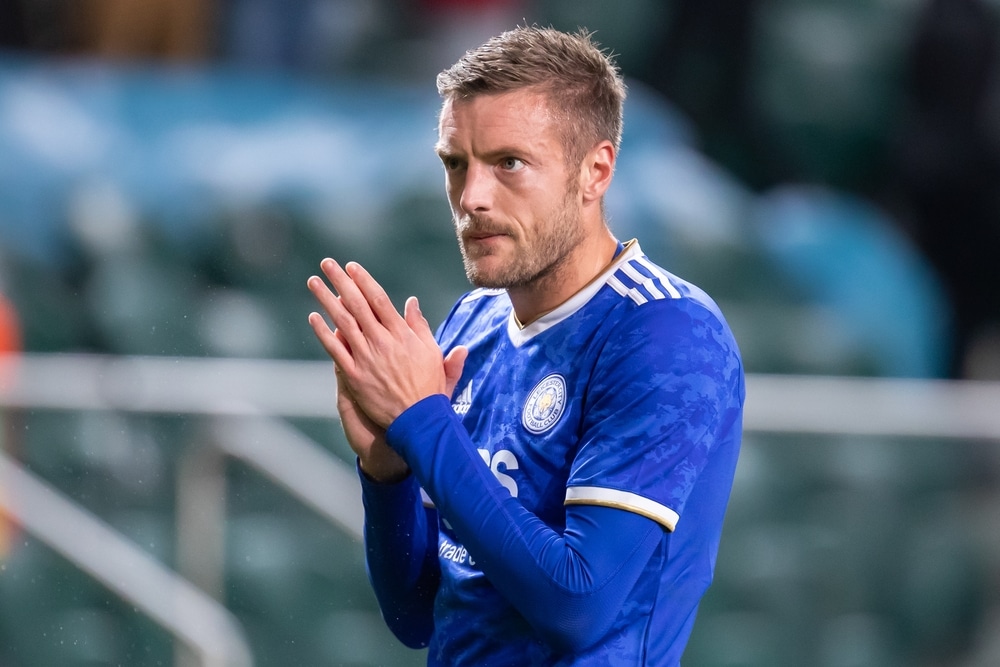 WARSAW, POLAND - 30 SEPTEMBER, 2021: UEFA Europa League Group Stage Match, Legia Warszawa vs Leicester City FC 1:0 o.p: Jamie Vardy of Leicester City FC