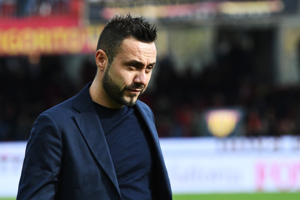 Benevento, Italy, December 03, 2017: Roberto De Zerbi the head coach of BENEVENTO during football match serie A League 2017/2018 between BENEVENTO vs MILAN at Vigorito stadium.